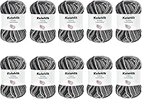 Vista 53 de 250g (5x50g) de hilo acrílico para crochet/tejido, hilo de gradiente de colores, 5 rollos de madejas, perfecto para cualquier proyecto de mini