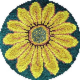 Diy Kit Manualidades Adultos Kits De Gancho De Pestillo Para Alfombra Redonda,Flores Amarillas,Alfombra Artesanal Para Hacer Manualidades Para Adultos Con Lienzo Impreso En Color,Juego 23x23in
