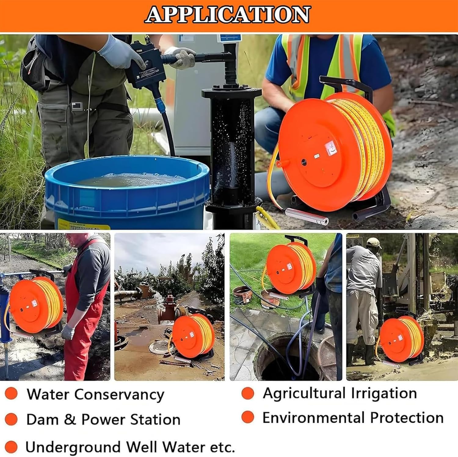 Water Level Meter 0.6/0.98 Inch Probe Diameter Groundwater Level Measuring Instrument with Fixed Probe and Steel Tape for Wells Boreholes Reservoirs and Pipes(10m(32.8ft))