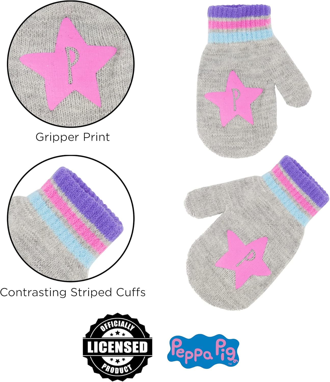 Hasbro Girls Winter Accessory Hat and Mittens Set, Peppa Pig Beanie for Toddler Ages 2-4 - Image 5