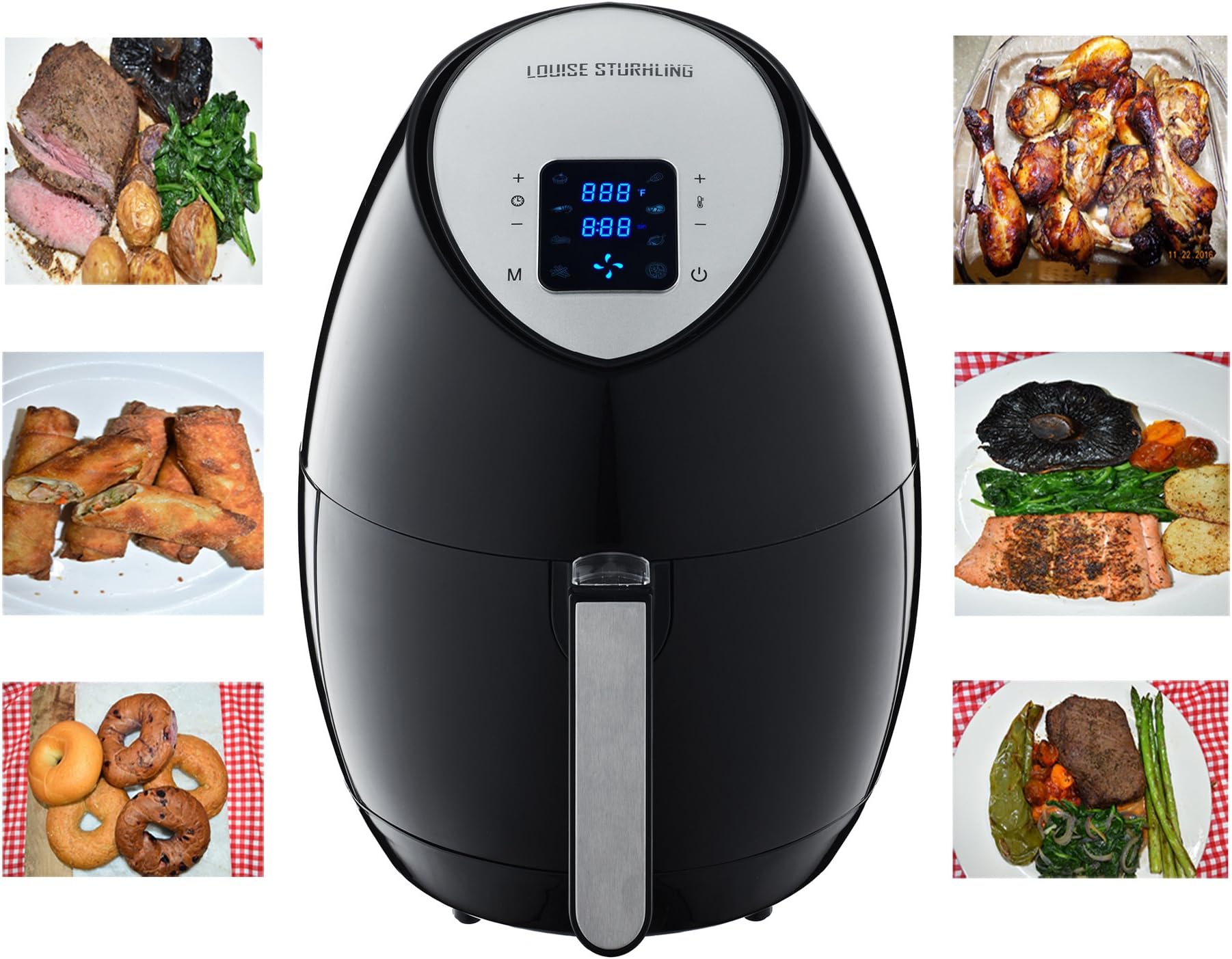 Advanced 1500W Air Fryer AF-K1BK01, LCD Easy Use Touchscreen Technology with 8-in-1 Pre-programmed One-touch Cooking Settings, 3.5 QT, Free Recipe book