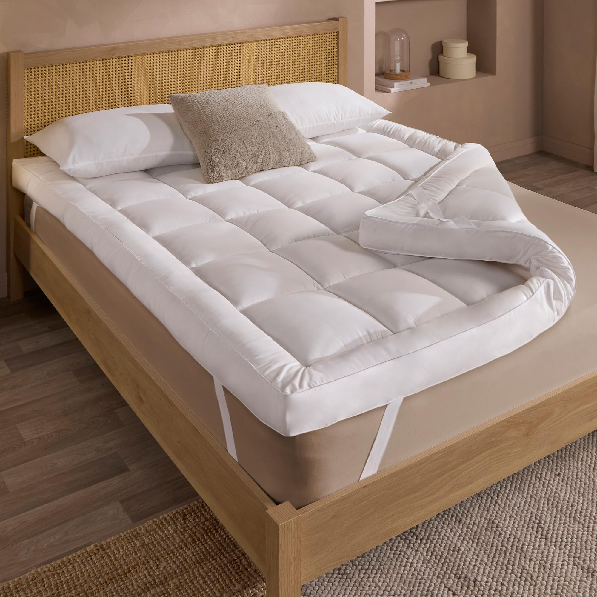 Slumberdown 10cm Extra Deep Mattress Topper Double Bed - Ultra-Soft Box Quilted Breathable Double Bed Topper | 2-Year Guarantee, Elasticated Straps, Non-Allergenic & Washable