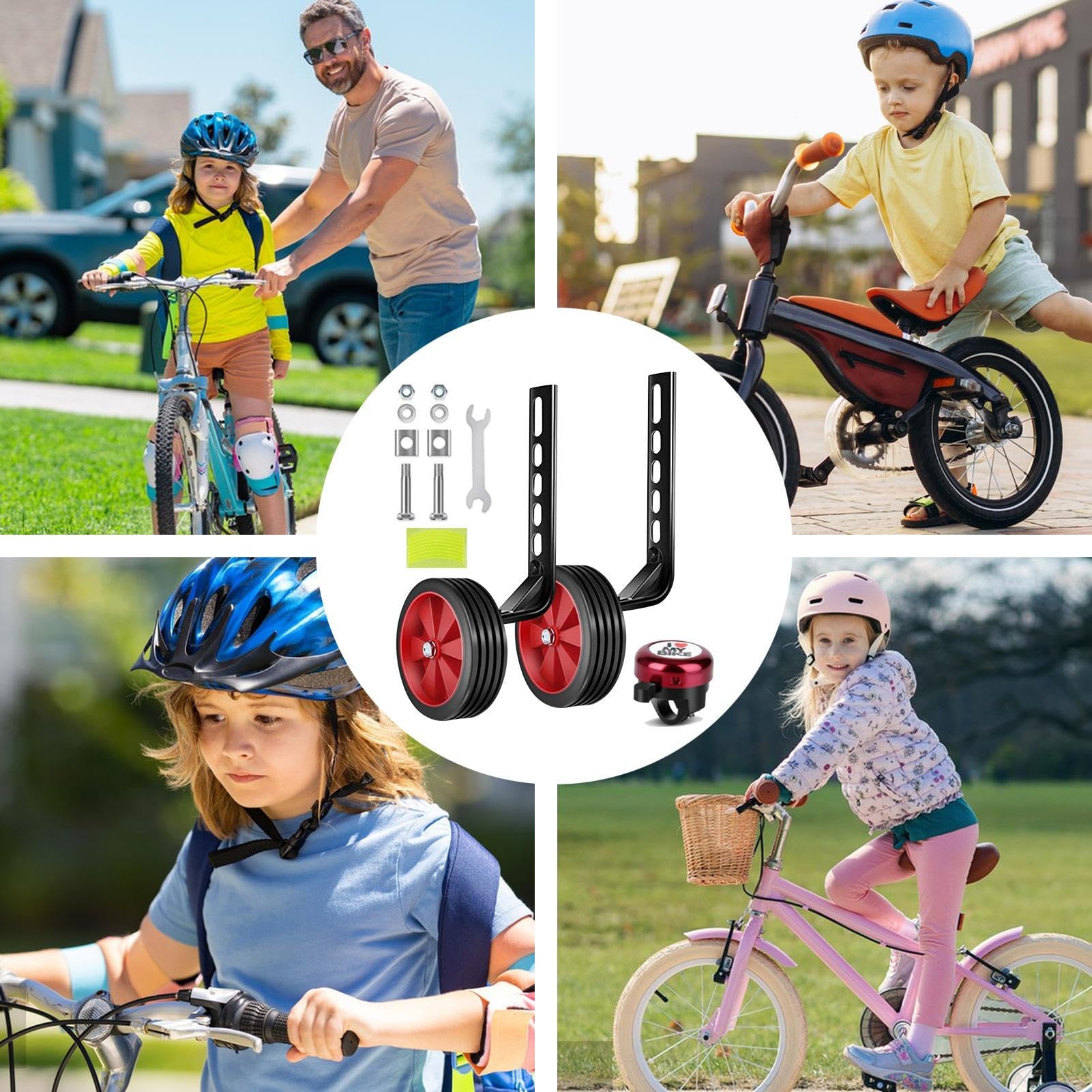 Ruote Da Allenamento Per Biciclette - Ruote Di Supporto Per Bici Da 12–20 Pollici Regolabili, Ruote Laterali Per L'equilibrio Infantile | Kit Di Allenamento Per Bambini In Bicicletta Per Bambini Durev