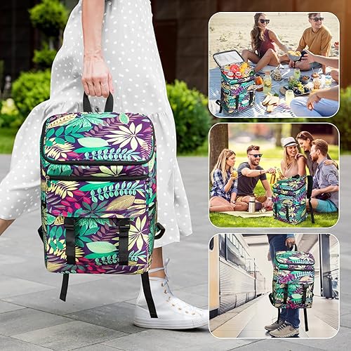 Vista 23 de Mochila térmica suave aislada a prueba de fugas, 30 latas, mochila térmica portátil para picnic, camping, playa, senderismo, barbacoa, almuerzo