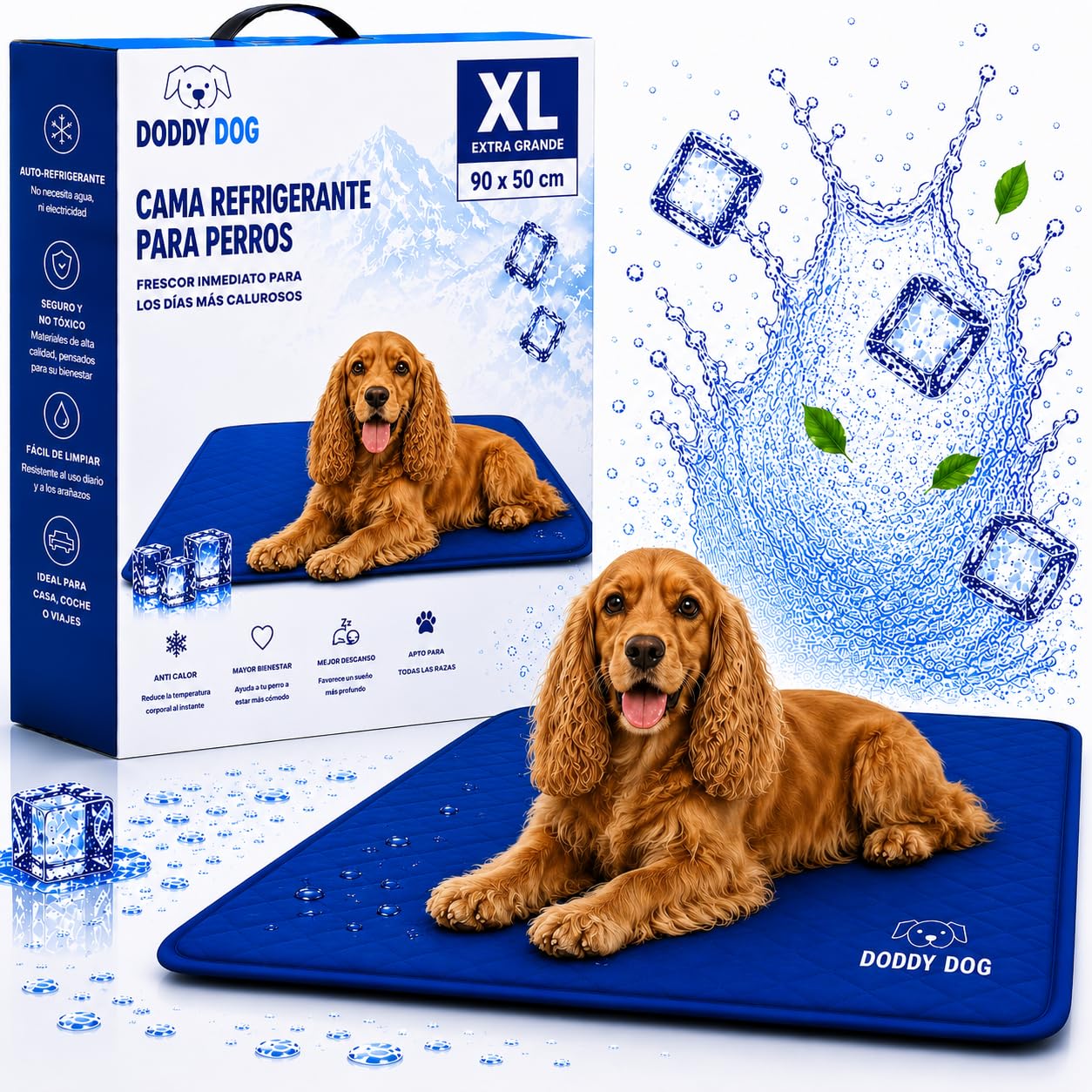 Cama Perro Verano 90x50 cm – Cama Refrescante Auto Refrigerante No Tóxica, Lavable, Antideslizante – Ideal para Verano, Interior y Exterior, Ideal para Perros, Gatos Verano Prevenir Calor del Suelo