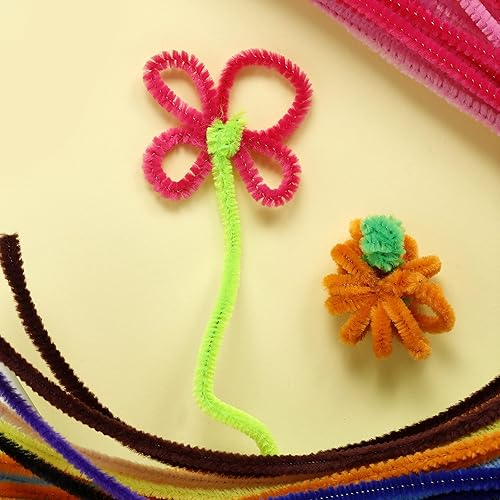 Miniatura 4 de Incraftables Juego de 600 piezas de limpiadores de pipas (20 colores). Los mejores tallos de felpilla gruesos y peludos con ojos salchichos.