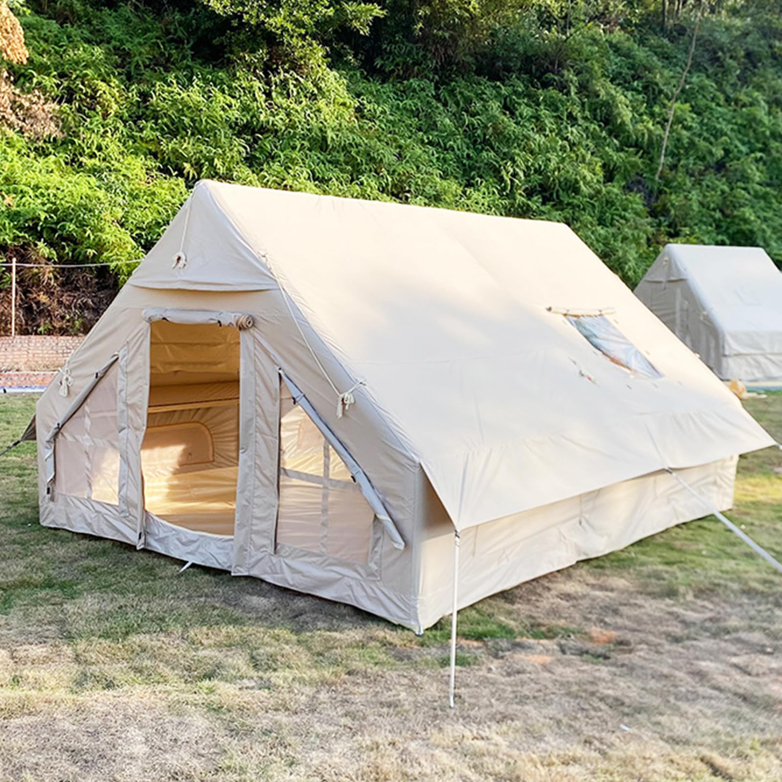 Tenda da campeggio gonfiabile per 4-5 persone, grande campana, per esterni, facile da installare, impermeabile, traspirante, in tela Oxford, 4 stagioni, per escursioni in famiglia
