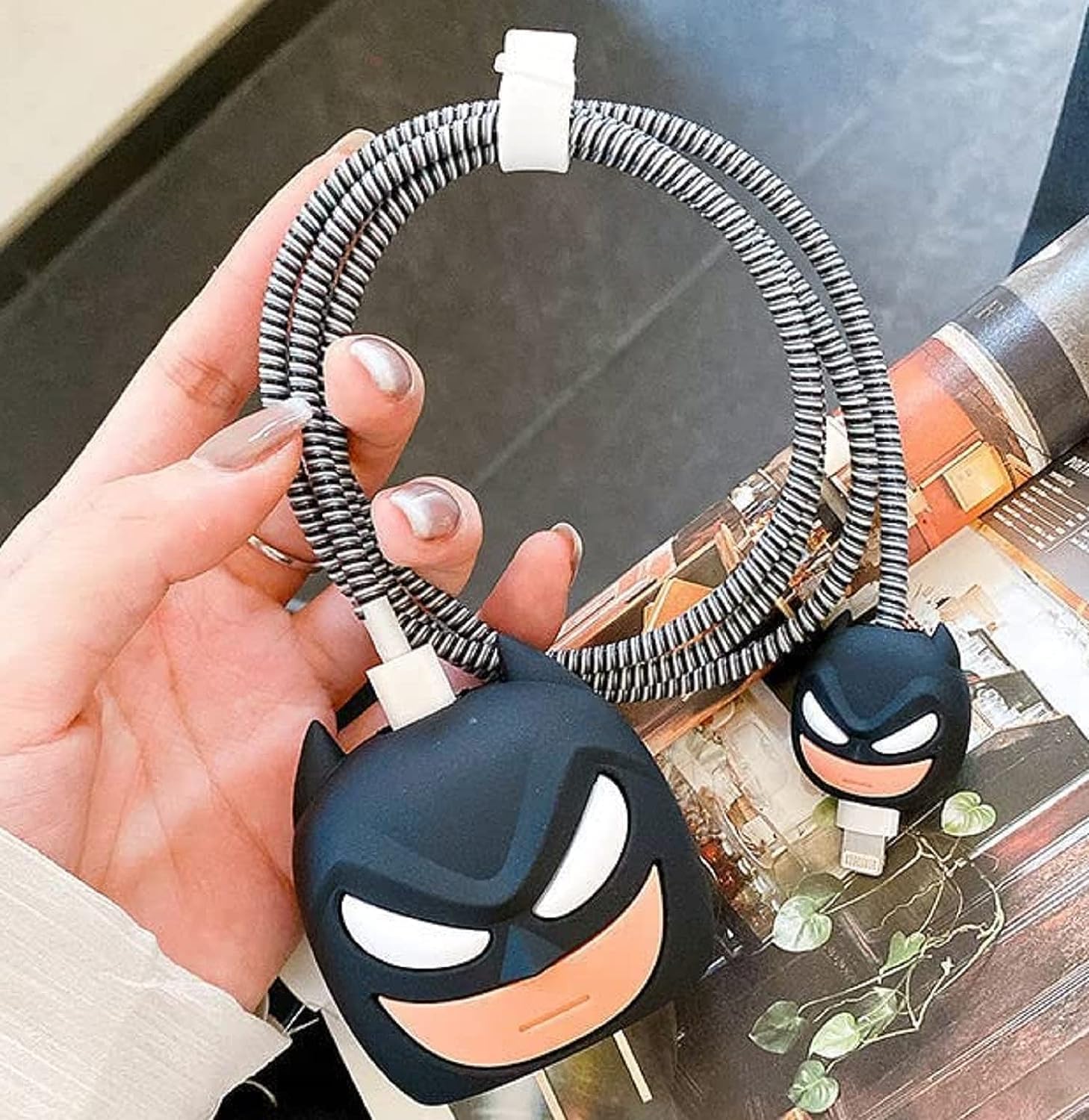 Cerlink Charger Cable Protectors for iPhone Chargers 18W 20W Type C, 3D Cute Protective Case Cover Cartoon Style Fully Charger & Adaptor Protection Set-1 (Batman)-image-47