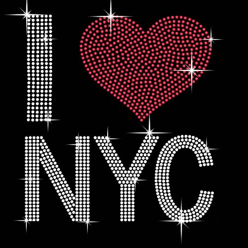 Miniatura 1 de TWISTED ENVY Motivos de cristal con diamantes de imitación para planchar con texto en inglés "I Love New Yor