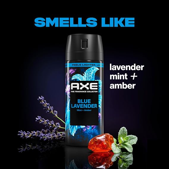 AXE Fine Fragrance Collection Body Spray Blue Lavender 72 Hour Freshness Aluminum Free 2.9 oz