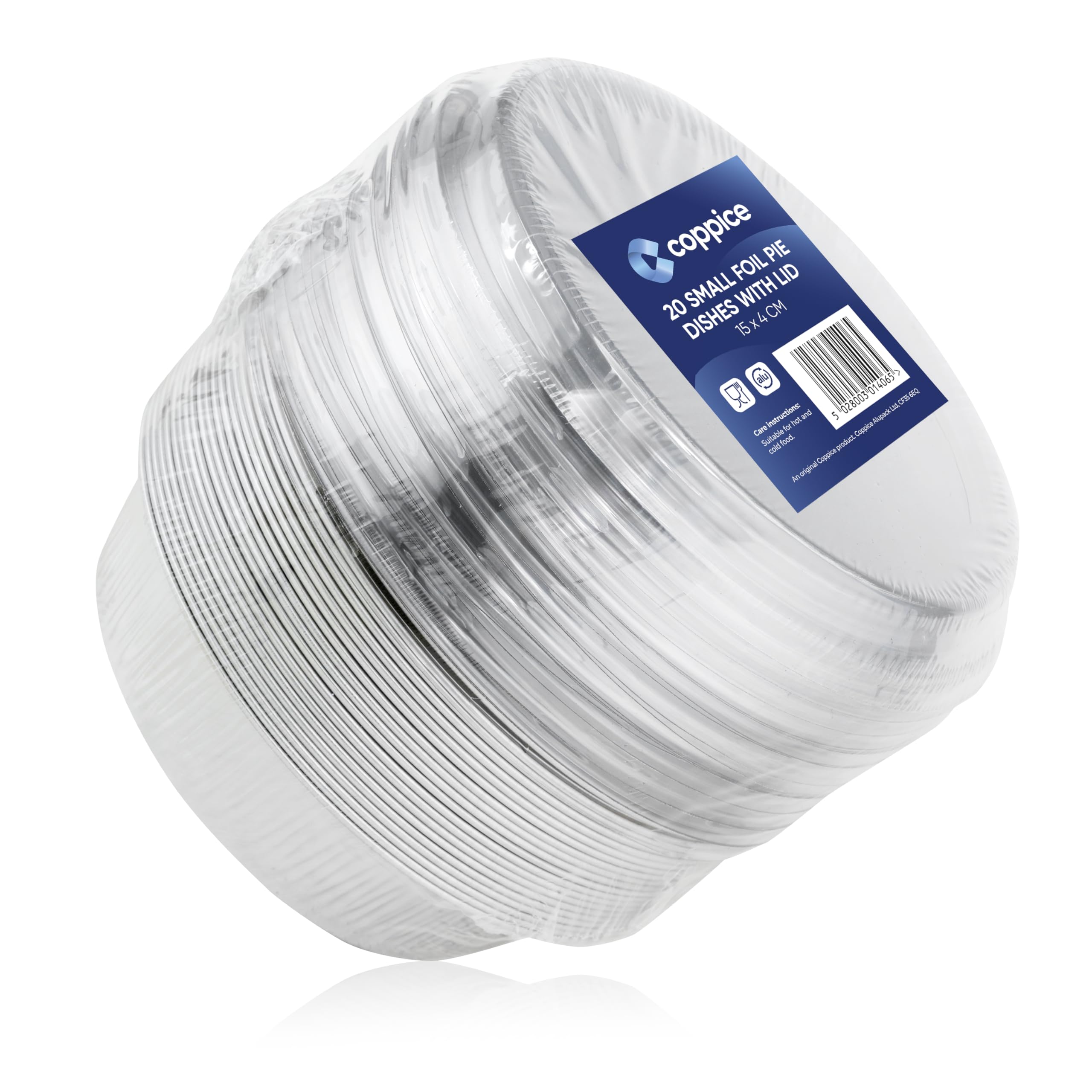 Coppice Moules à Tarte Aluminium Renforcés avec Couvercles Plastique 15x4 cm - Lot de 20 | Moules Jetables pour Cuisson Service Conservation Four Micro-ondes Congélateur Recyclables