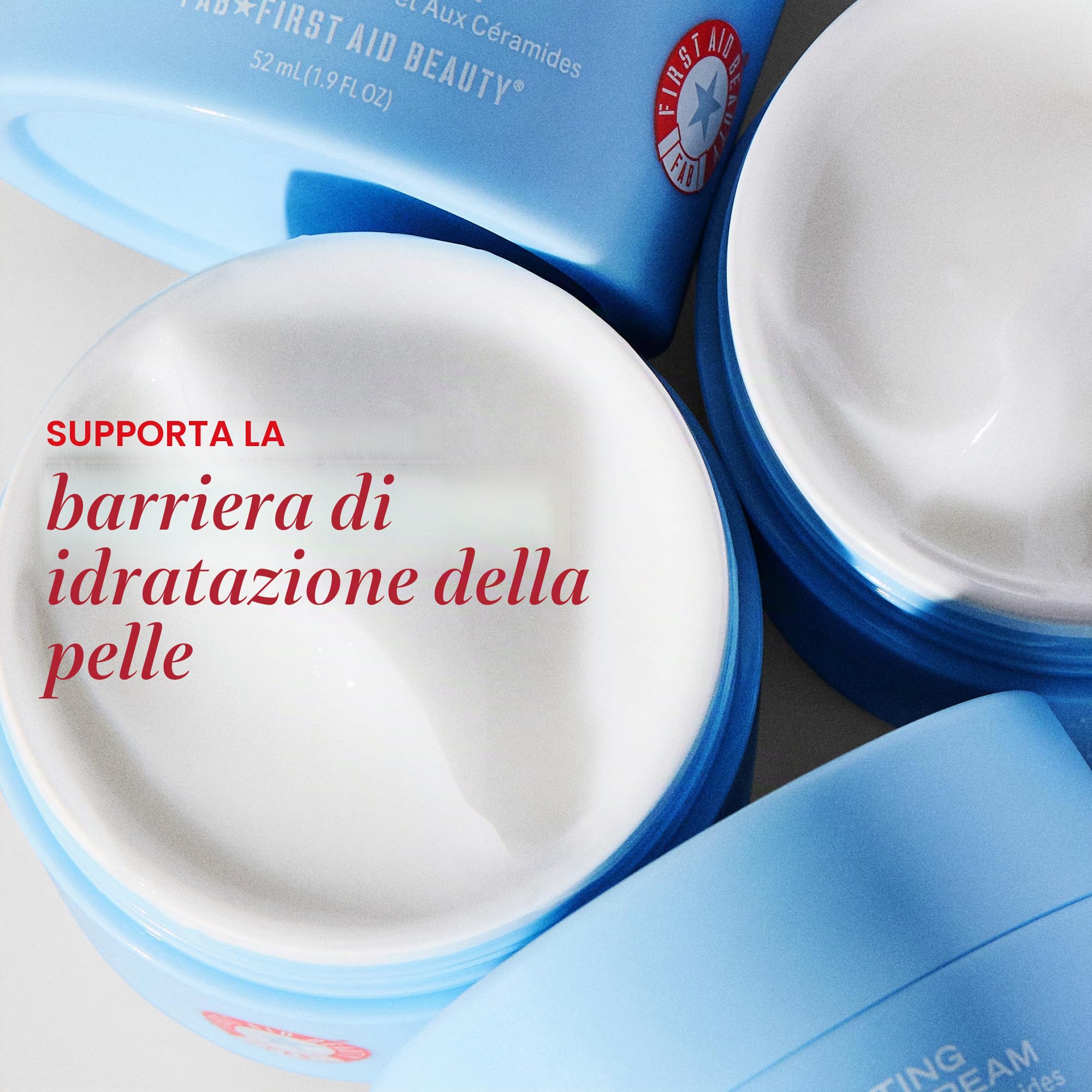 First Aid Beauty - Crema gel idratante Dewy, idratante viso leggero senza olio con acido ialuronico e ceramidi, aiuta a ridurre l'accumulo di olio in eccesso e migliorare l'idratazione della pelle