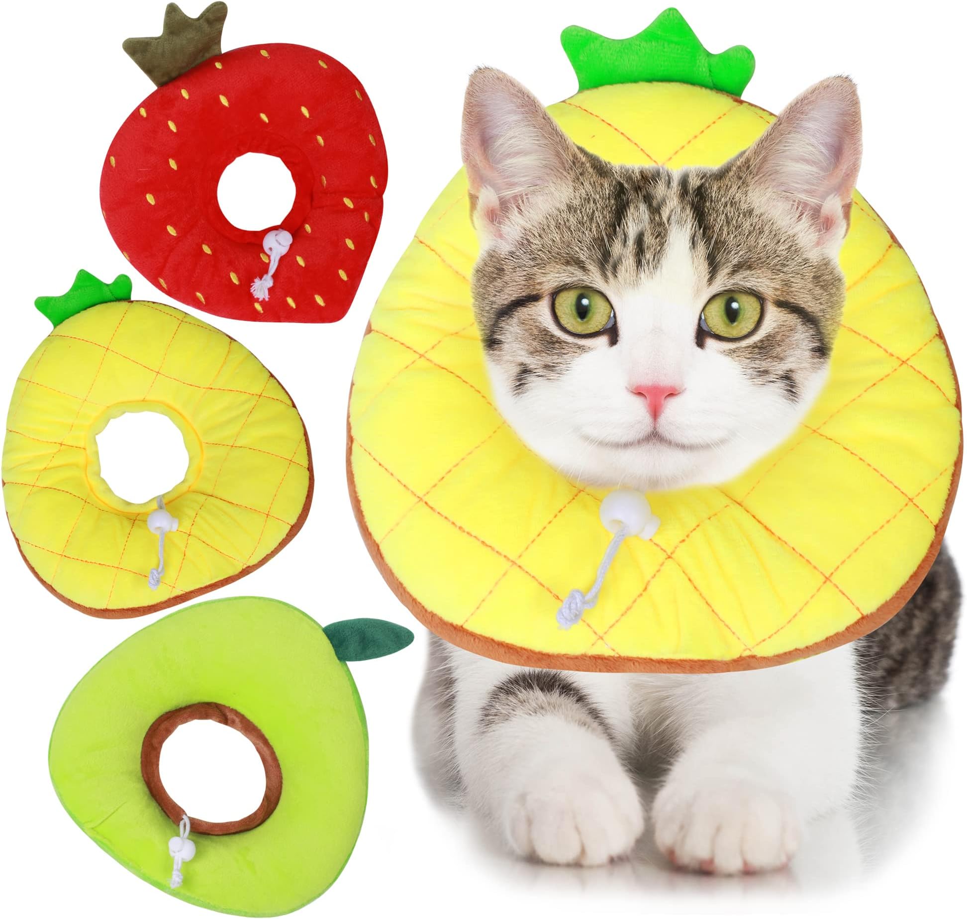 Arrozon 3 Pcs Cat Cone Collar Soft Adjustable Cat Recovery Collar Kitten Cones