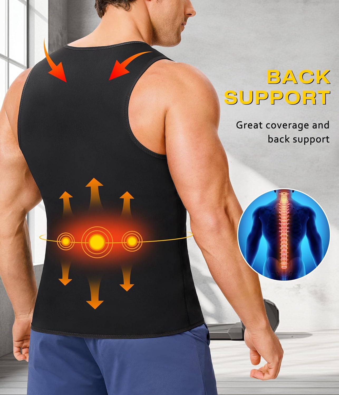 Junlan Sauna Shirt for Men Sauna Suit Sweat Wasit Trainer Vest For Working Out - Image 4