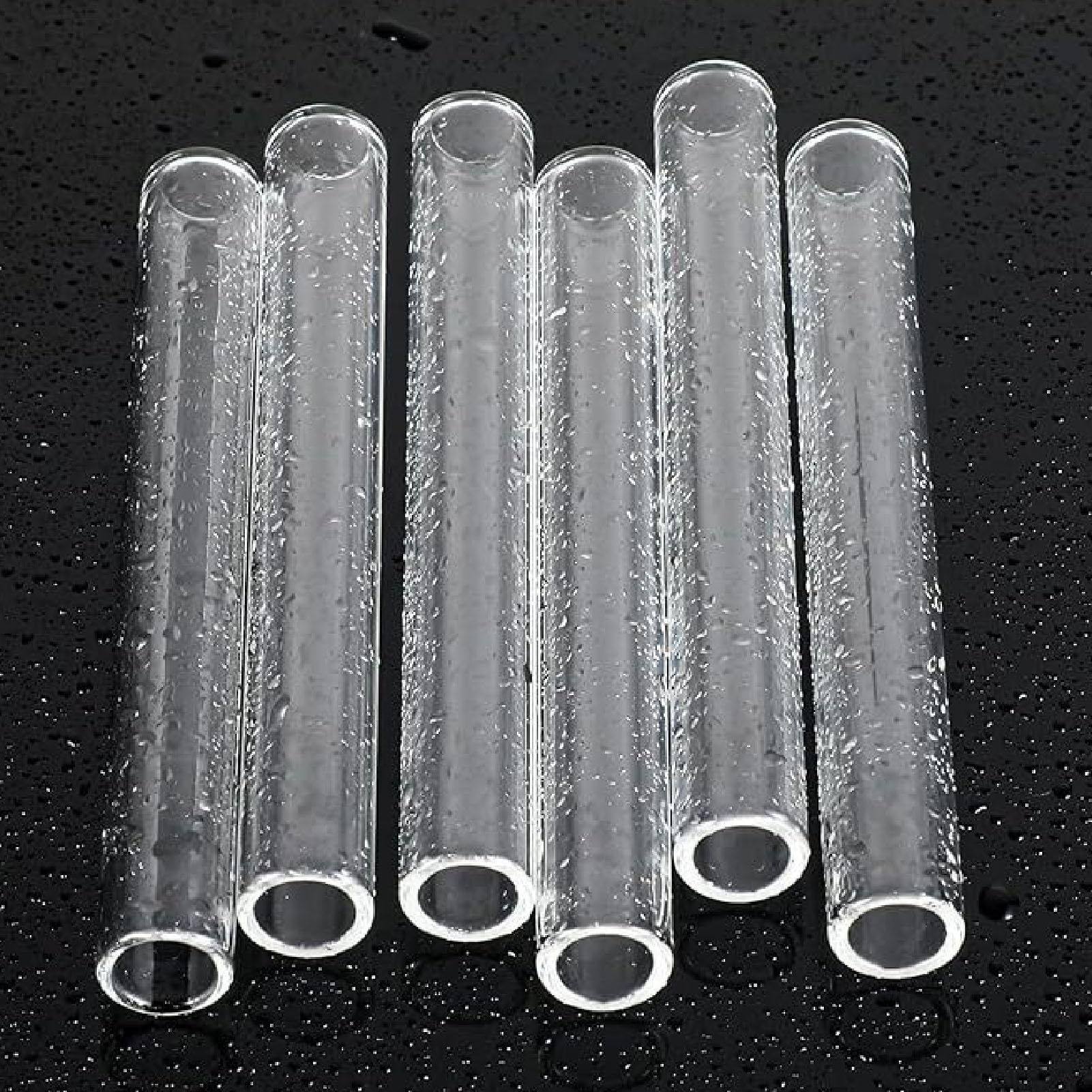 Tubo in Vetro Borosilicato, Tubi di Vetro Infrangibile Resistente Alte Temperature, Trasparente per Osservazione Precisa, 6 Pezzi per Laboratorio Scuola Fai da Te