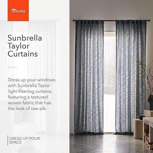 Miniatura 2 de Sunbrella Cortina extra larga con filtro de luz Taylor índigo  multi-colgar (bolsillo para barra, pestaña trasera, anillo de clip) sólido a prueba