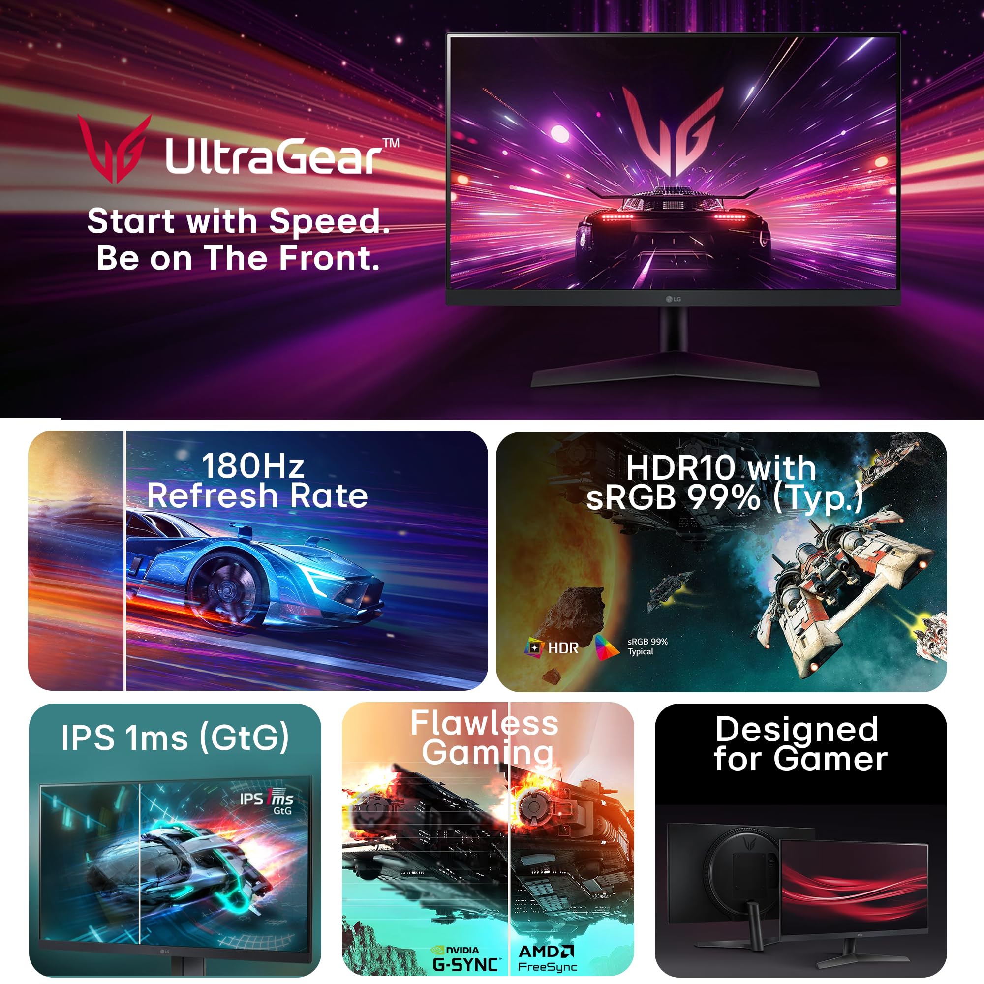 LG 24GS60F 60.5 cm(24 Inch) UltraGear FHD(1920x1080) IPS Gaming