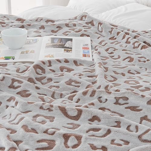 Miniatura 4 de SOCHOW - Manta Uragiri, de franela, vellón, ligera, muy suave y acogedora, de 50 x 60 pulgadas, con diseño de leopardo, en color café