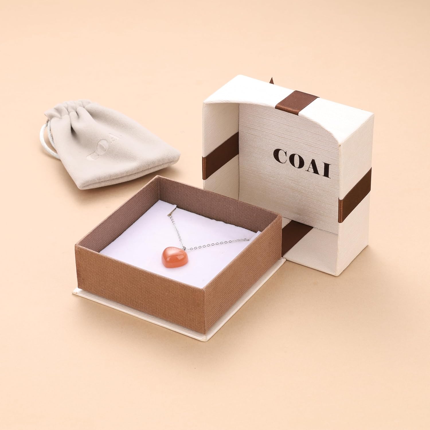 COAI Women's 925 Sterling Silver Necklace, Sunstone Crystal Pendant Heart Necklace for Women - Image 6