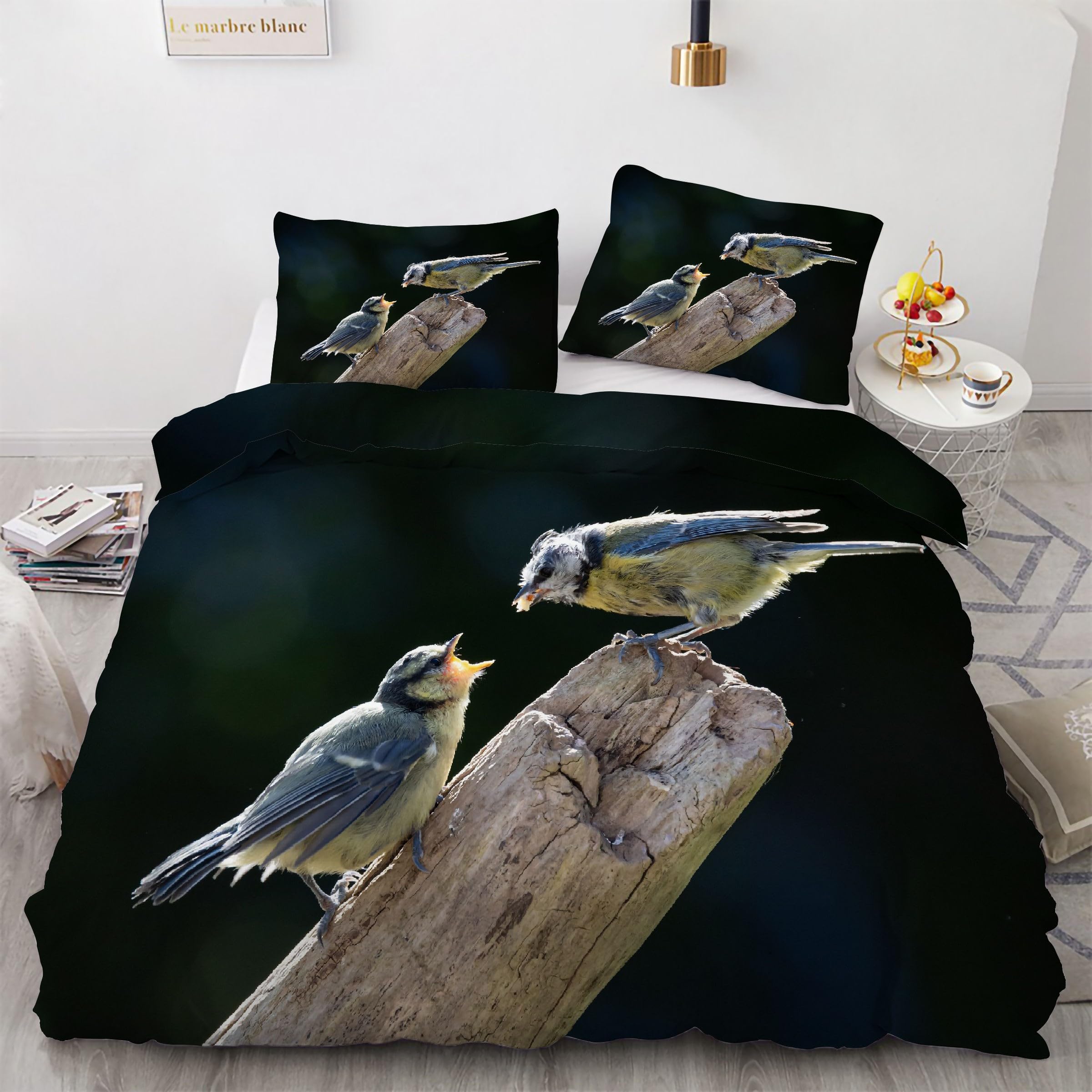 Housse de couette 240x260 paysage montagne rivière avec ses 2 taies d'oreiller microfibre