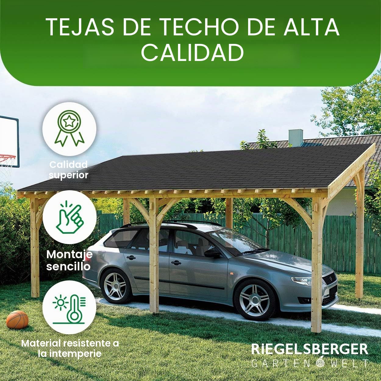 Gartenpirat Tejas bituminosas Teja Plana Negra 1 m² Tejas para casetas de jardín, cobertizos, cenadores y aparcamientos Cubiertos