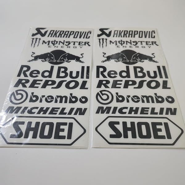 Kit de Pegatinas Sponsor de Vinilo Estilo Competición para Moto - Pack Patrocinadores Carreras 14 piezas (Producto Compatible) (Blanco) - 2