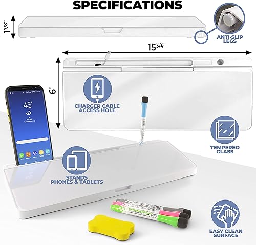 Miniatura 2 de Pizarra blanca de escritorio  Pizarra blanca de borrado en seco de cristal  Compañero de computadora de escritorio  Oficina en casa y artículos