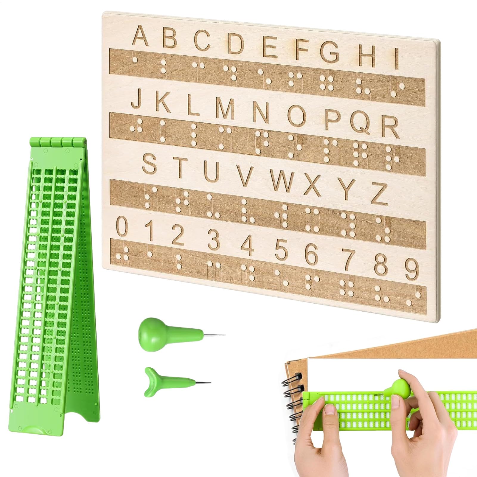 Kit de escritura en braille, 4 líneas y 28 celdas, suministros para discapacidad visual, pizarra de práctica en braille ciega, para niños, adolescentes, adultos, estudiantes, profesores, escuelas