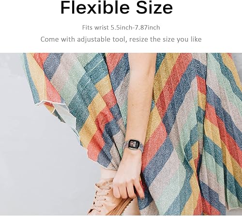 Miniatura 7 de Miimall Compatible con Fitbit Versa 3Sense, bandas de resina para mujeres y hombres, correa de repuesto de acero inoxidable súper ligera para Fitbit