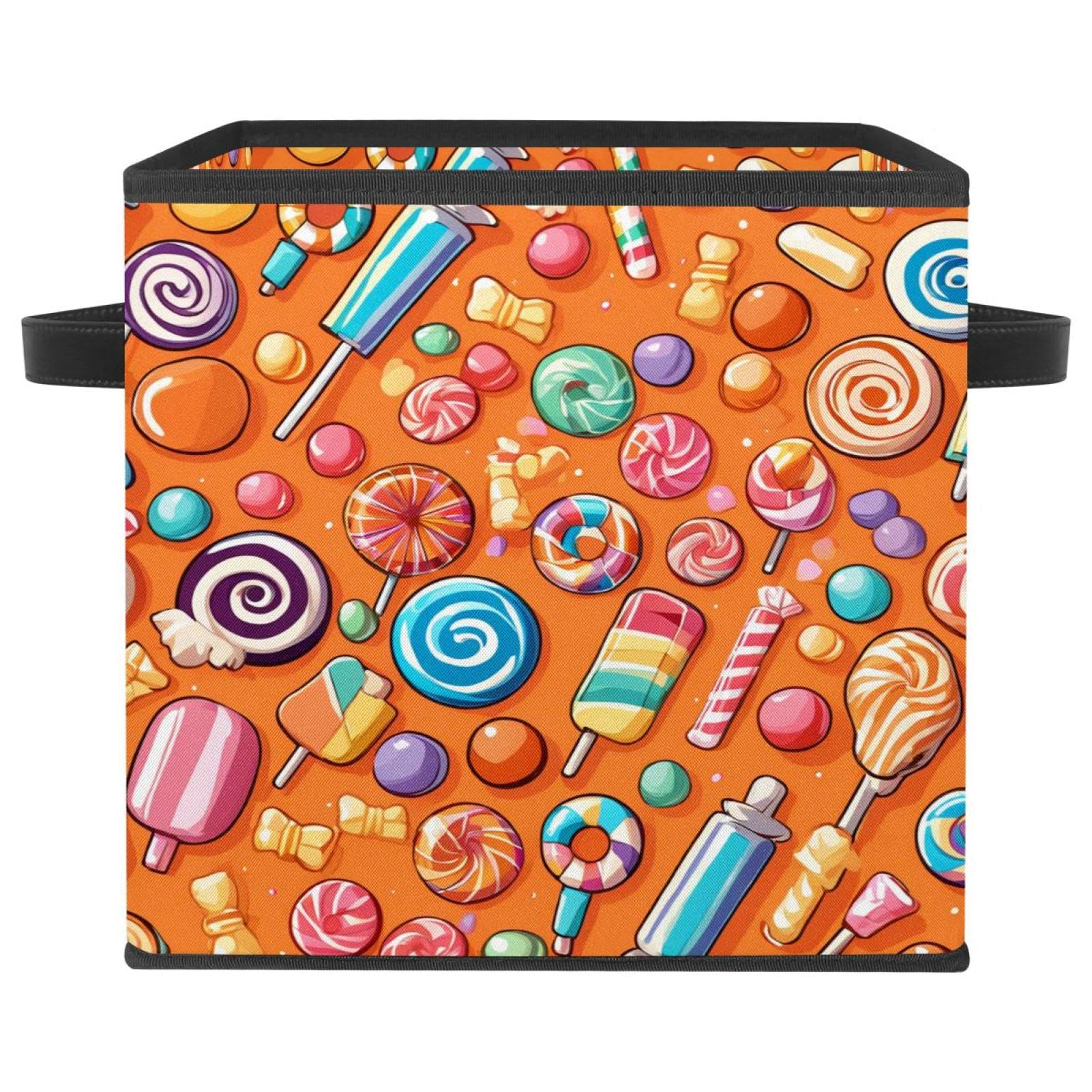 Boîte de rangement pliable et durable à motif avec poignées en cuir robustes