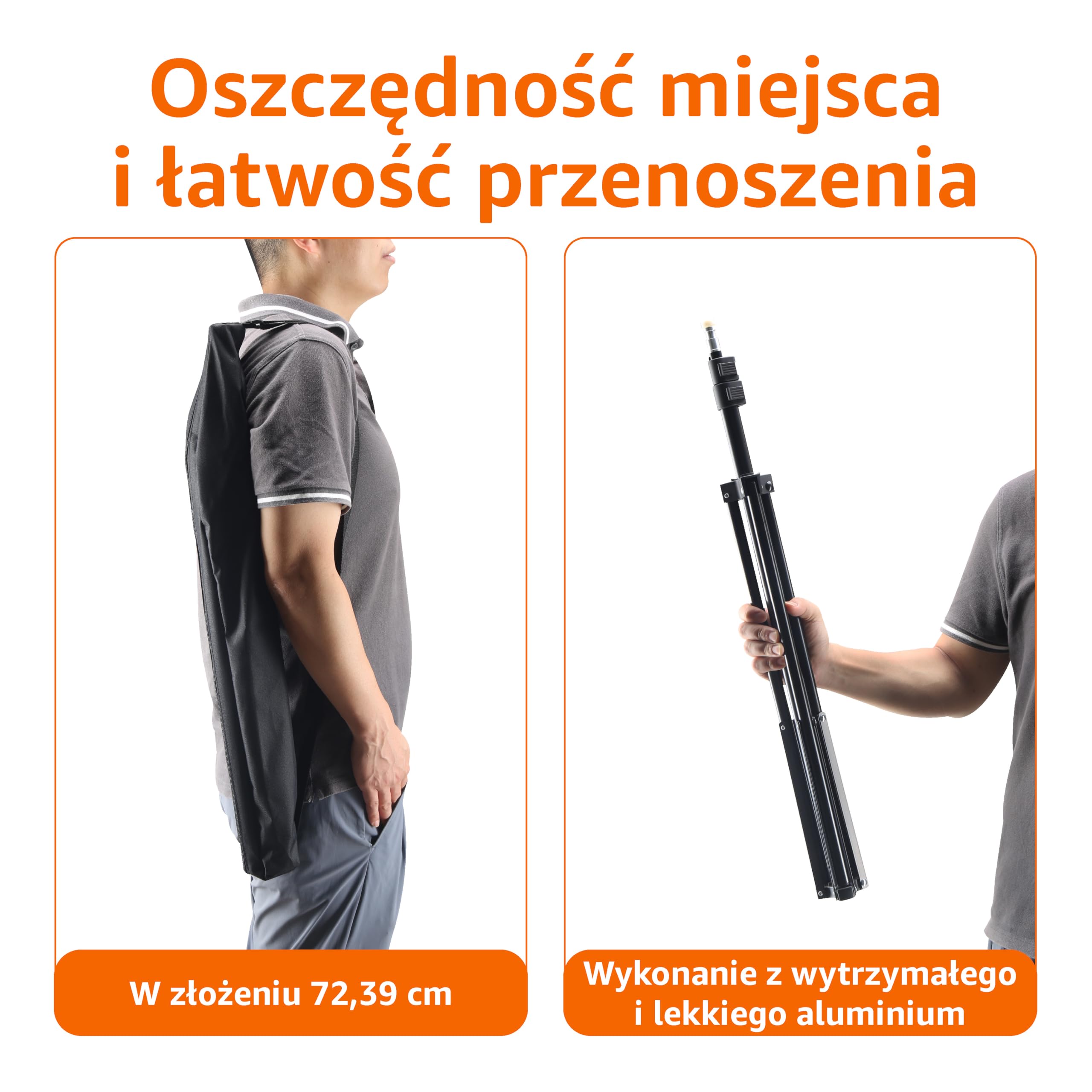 Amazon Basics Lekki, aluminiowy statyw do aparatu z pokrowcem, 2 sztuki, 85-204 cm, 821 g, czarny