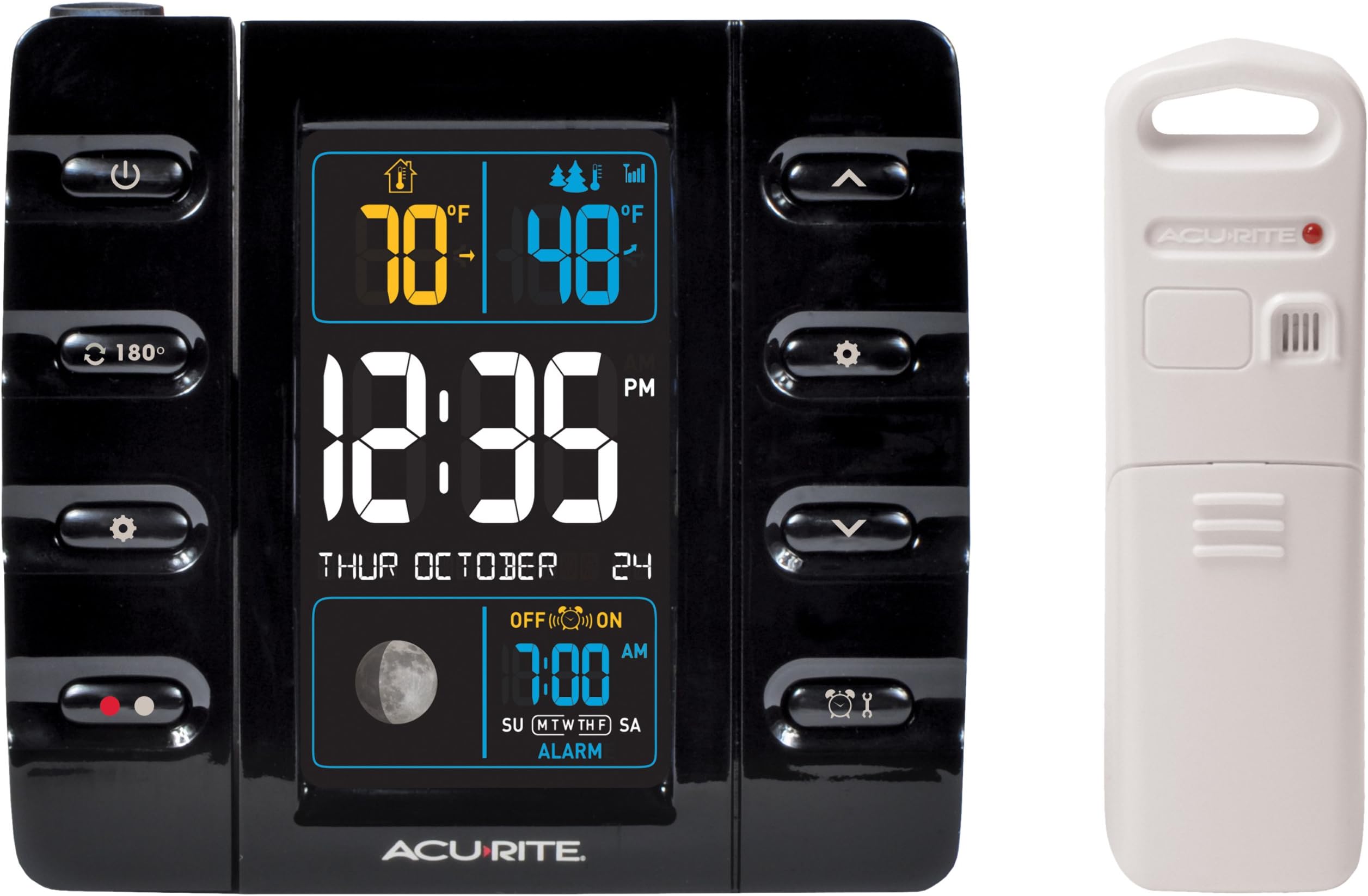 AcuRite 13020 Intelli-Time Projection Alarm Clock with Temperature and USB Charging , Black