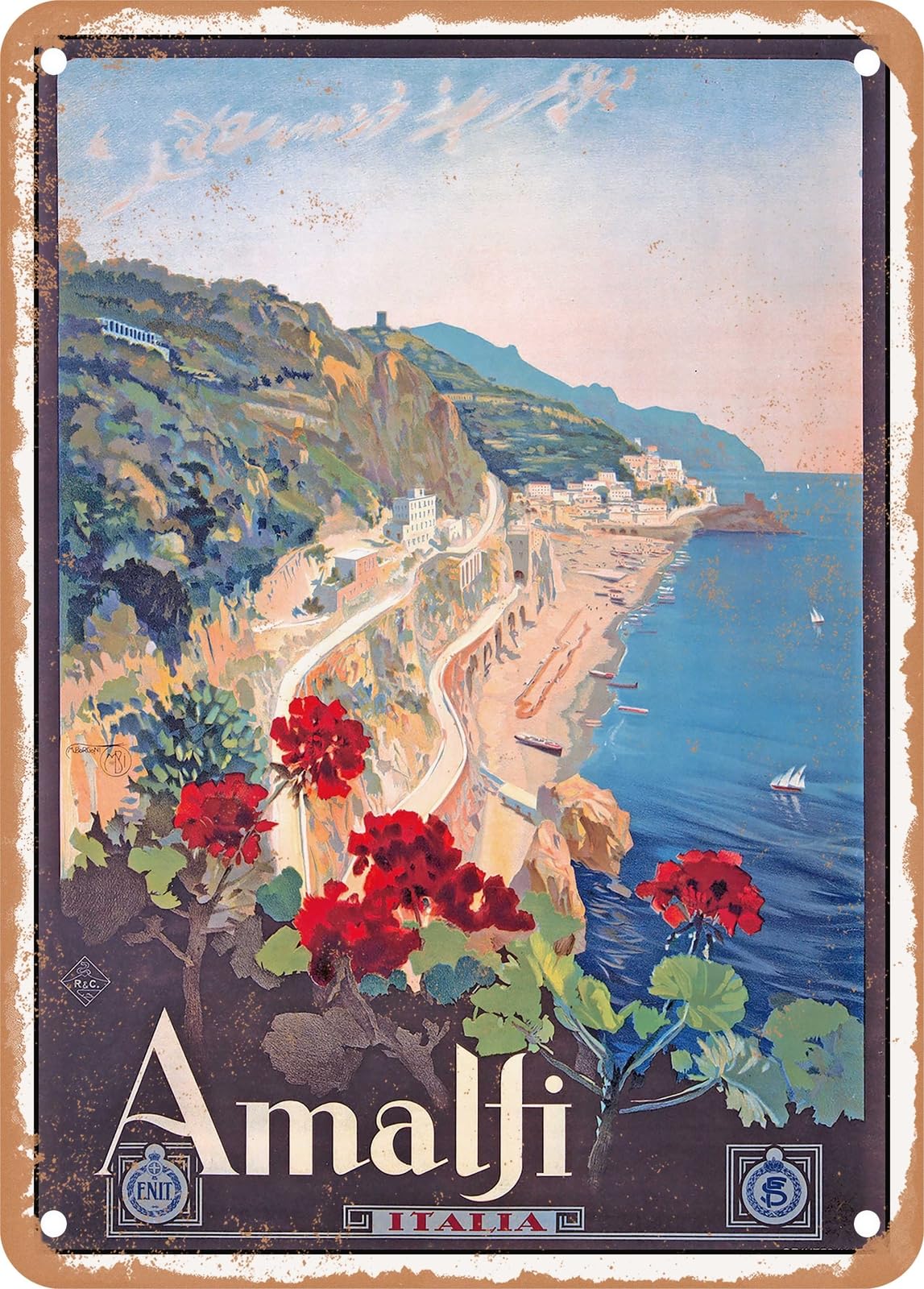 METAL SIGN - 1934 Amalfi Italy Vintage Ad home decor