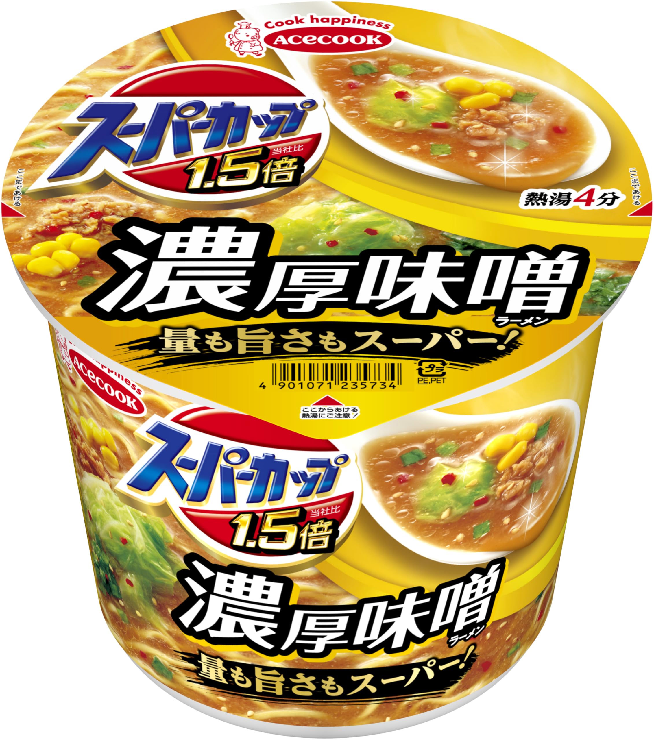 Amazon.co.jp: エースコック スーパーカップ1.5倍 みそラーメン 129g