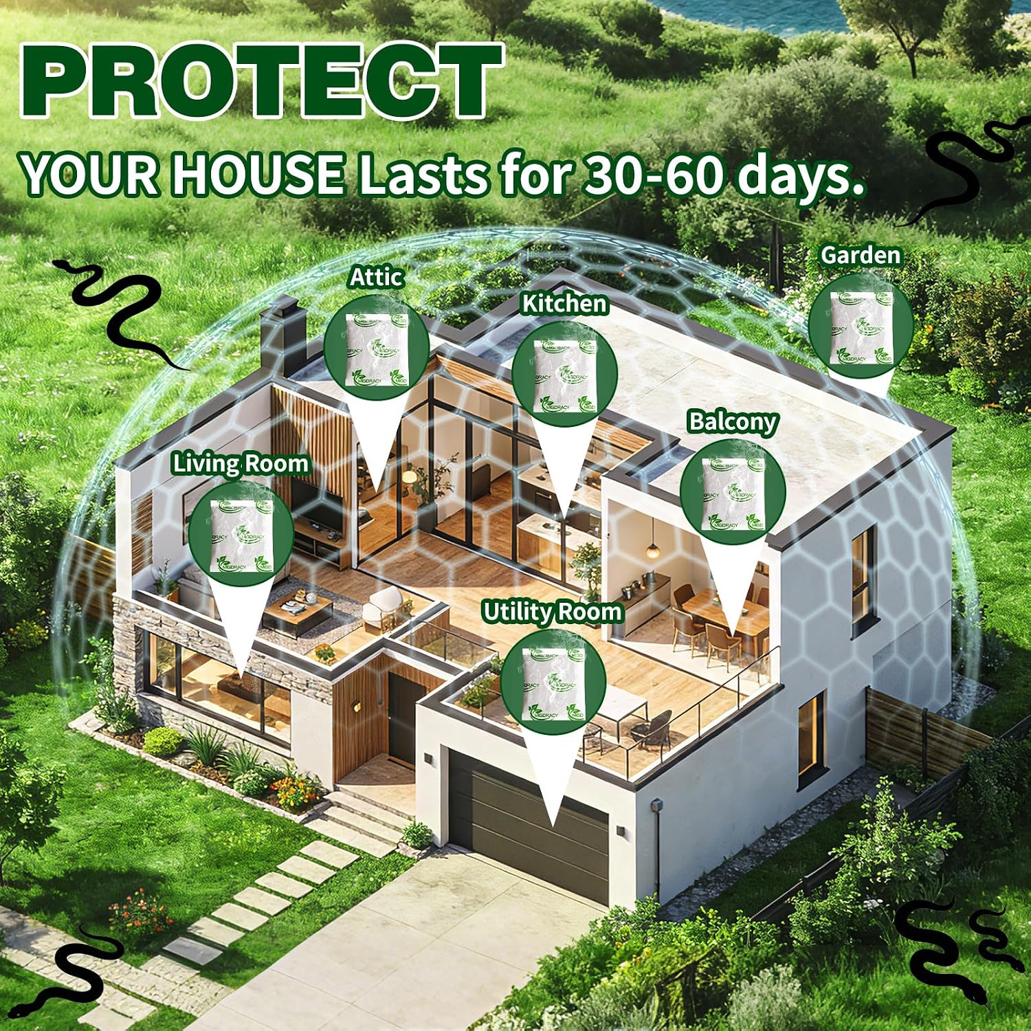 10Pack Snake Repellent, Snake Deterrent Pouches, Keep Snake Away from Home, Garden, and Vehicle, Peppermint Oil to Repel Snake, Indoor and Outdoor Use