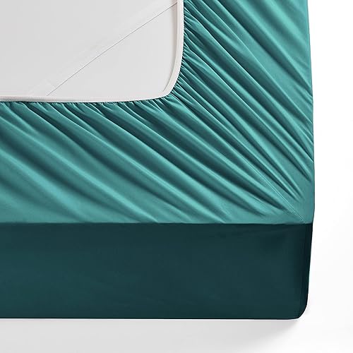 Miniatura 8 de Manyshofu Sábana bajera de bolsillo extra profundo tamaño King  Sábana bajera ajustable de 1800 hilos de profundidad para hotel de hasta 24