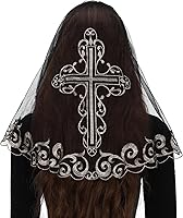 Vista 1 de Bozidol Cubierta triangular para la cabeza de la iglesia, velo de iglesia vintage bordado con cáliz cruzado para mujer