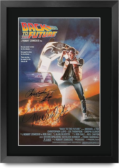 HWC Trading A3 FR Back to the Future Movie Poster Cast Signed Gift FRAMED A3 Printed Autograph Christopher Lloyd Michael J Fox Gifts Print Photo Picture Display