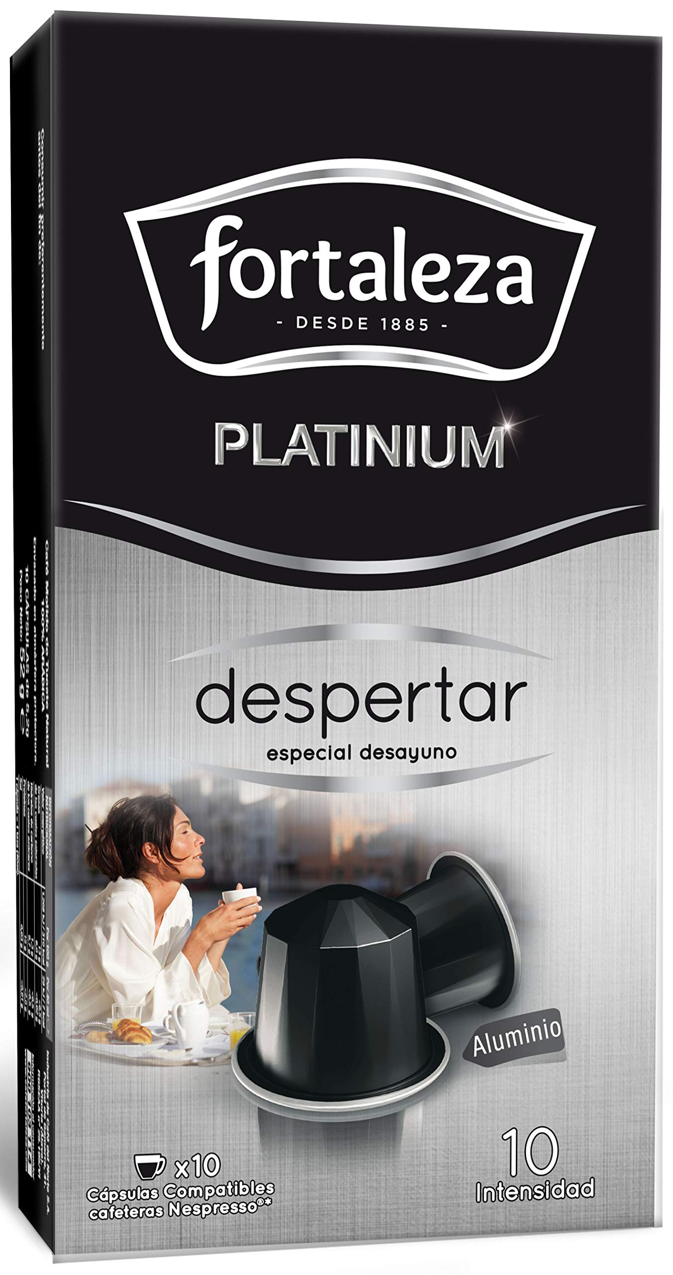 Café Fortaleza Platinium â€“ Cápsulas Compatibles con Nespresso, de  Aluminio, Sabor Despertar, Especial Desayuno, 100% Arábica, Tueste Natural,  Pack 8x10 - Total 80 uds : Amazon.es: Alimentación y bebidas