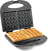 Elite Gourmet Belgian Waffle Maker - Nonstick 2-Slice Electric Iron, Compact Portable for Breakfast Snacks Sandwiches, Black