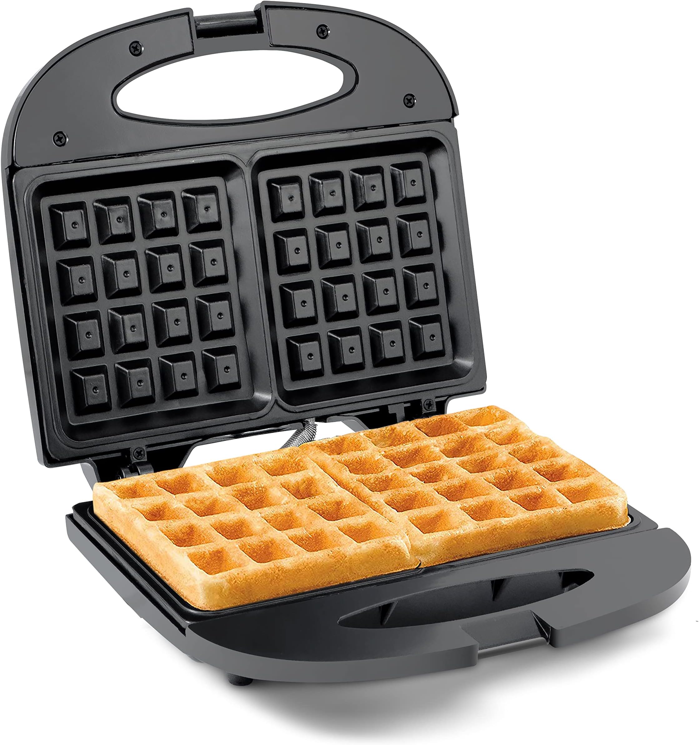 Maxi-Matic Electric Nonstick Belgian Waffle Iron Snack Maker Machine, Breakfast, Sandwiches, Compact & Portable, 2 Slice, Black