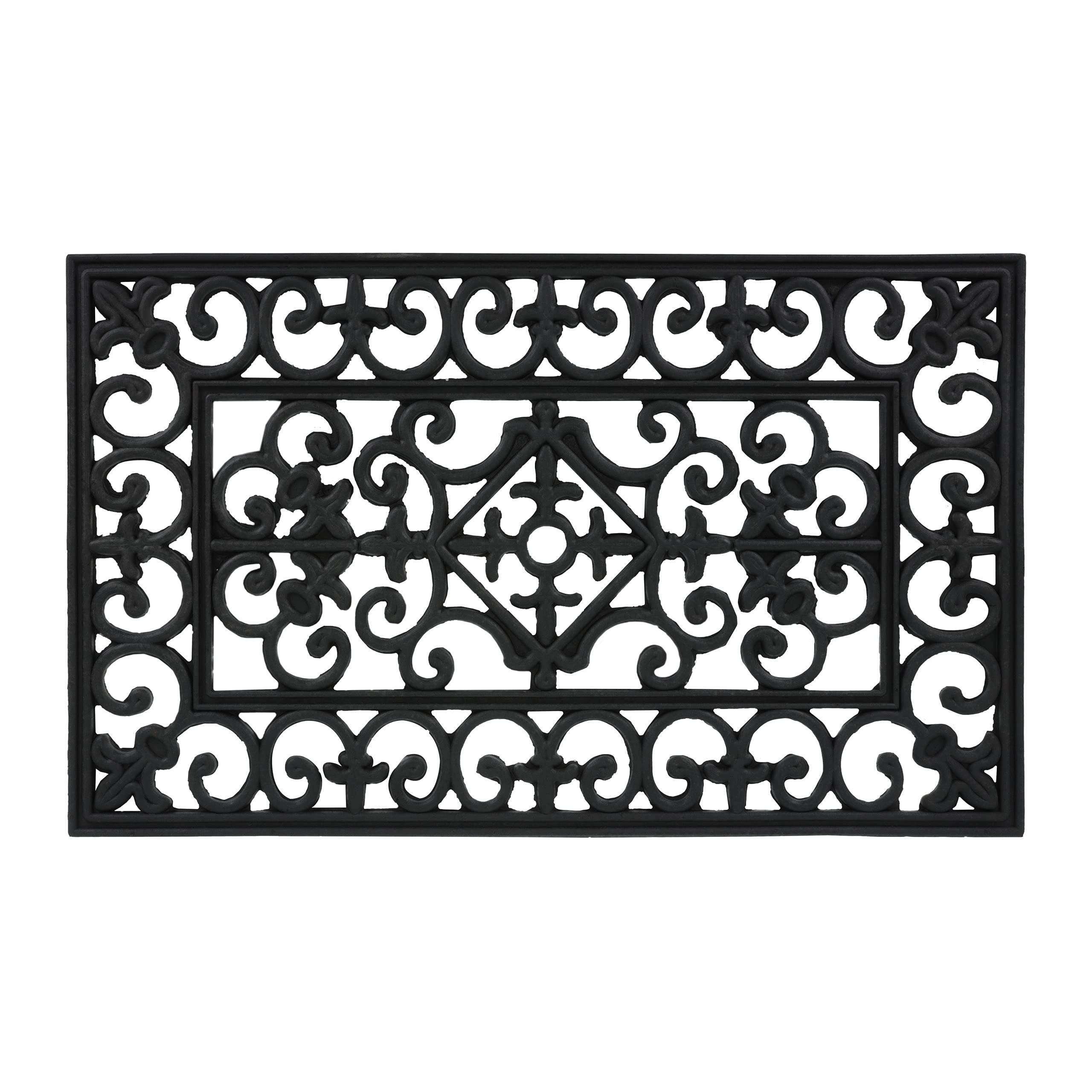 Relaxdays Fußmatte Gummi 45x75 cm Felpudo Goma, 75x45 cm, Resistente a Intemperie, Antideslizante, Alfombra Exterior e Interior, Tapete, Negro, Caucho, 1 Pieza