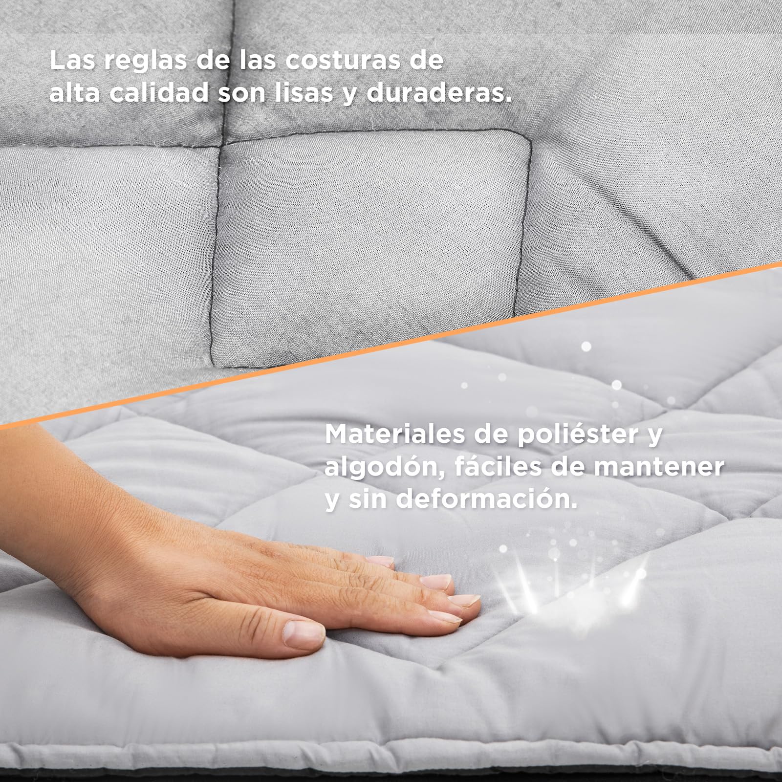 KingCamp - Cubrecolchón de 500 g/m², Relleno Grueso para Cama de Campamento Plegable, colchón de Cama de Campamento y cojín con Doble Sistema Antideslizante, polialgodón Transpirable, Lavable a