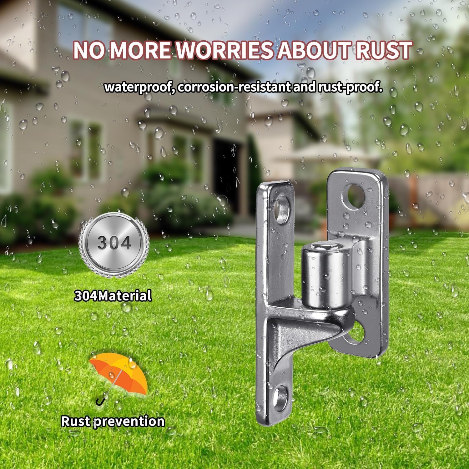 2 Pack 304 Stainless Steel Gate Hinges, 5/8'' Wall Mount Gate Hinge for Farm Gates Wooden Fence, Capacity up to 600lbs