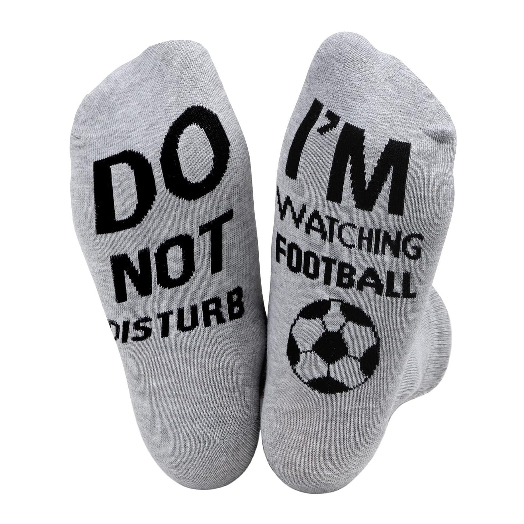 SoulQool Do Not Disturb I'm Watching Football Socks Letter Printed Funny Novelty Sayings Knitted Crew Socks Football Gifts (Grey)