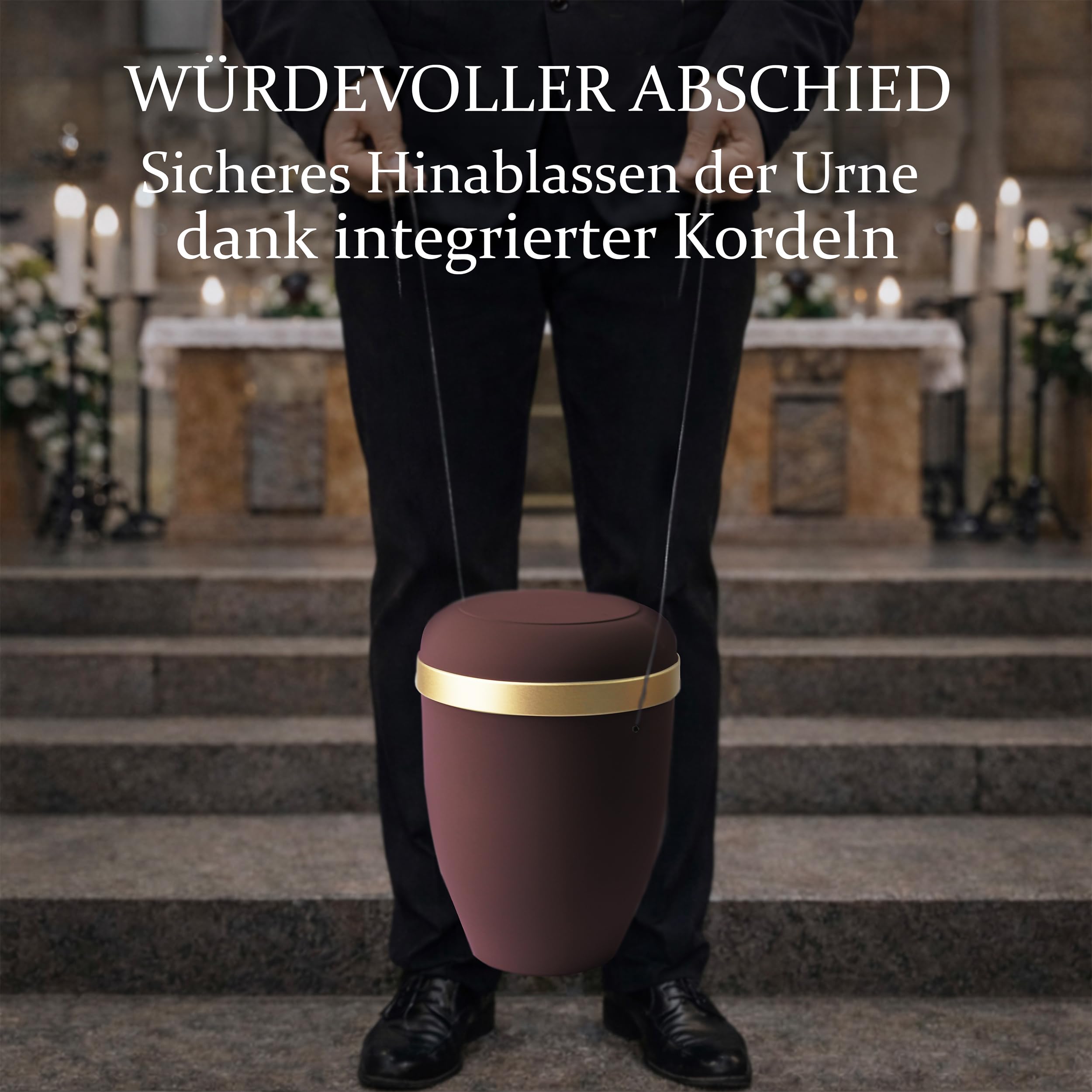 VELORA Bio Urne - Urnen für Menschen Asche zur Ökologischen Bestattung - Würdevolle Beisetzung - Eine Beerdigung Symbolisiert die Wiedergeburt in Form des Lebensbaums (burgunderrote Farbe)