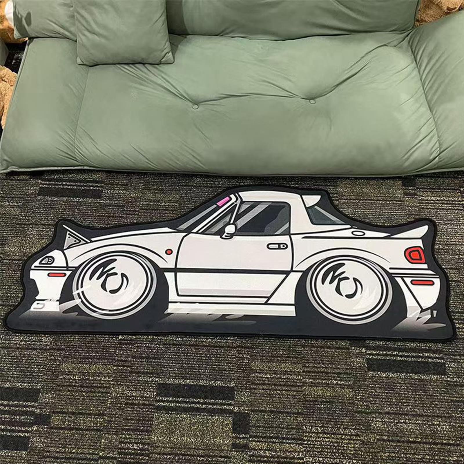 boiszeda Car Rug Bedroom Special-Shaped Cool Carpet Enthusiast Racing Car Personalized Floor Mat for Living Room Corridor Bathroom Entrance