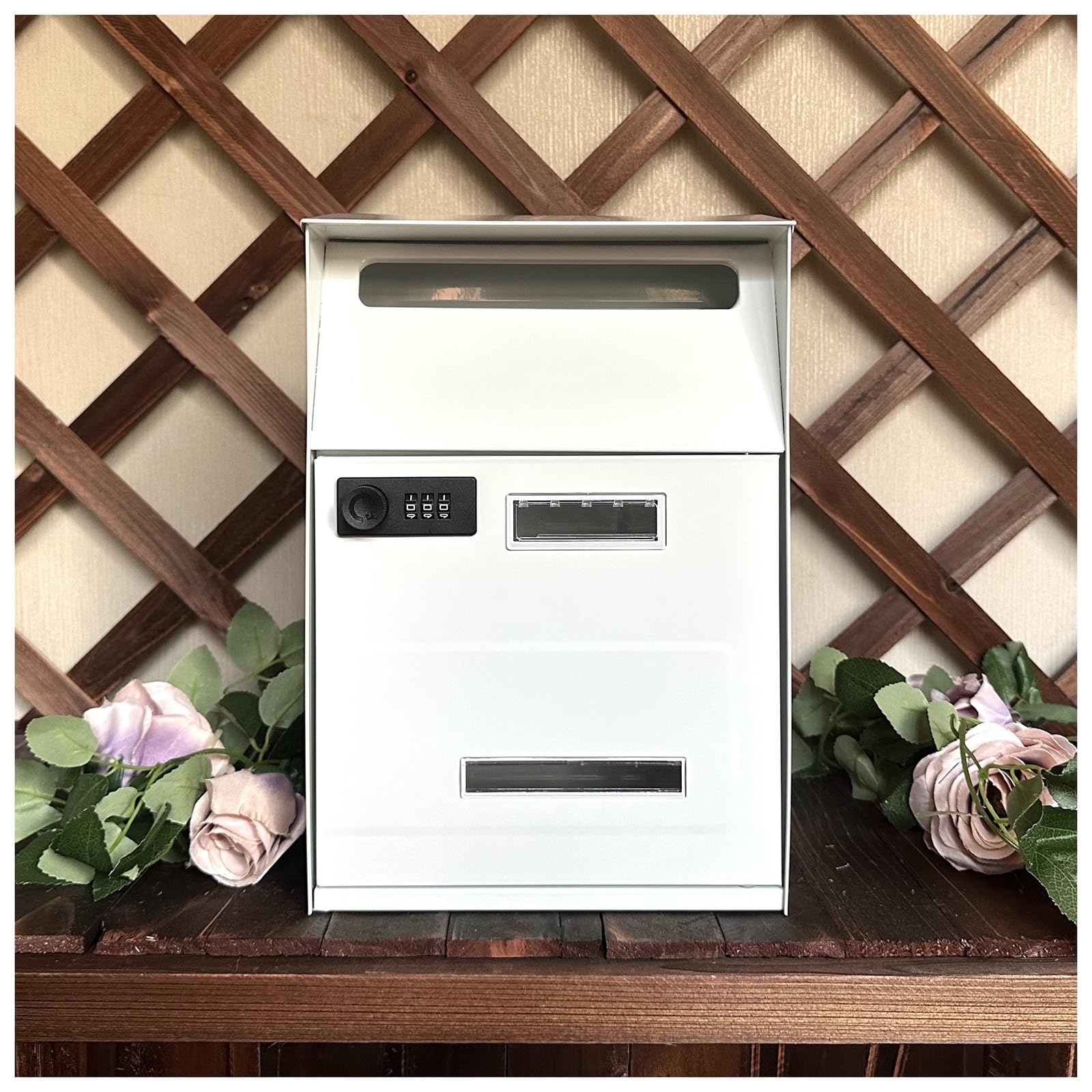 NQNFWCRJ Galvanized Mailbox with Combination Lock Double Send Opening Design Mailboxes Pickup Opening with Flap Outdoor Wall Mounted Parcel Boxes