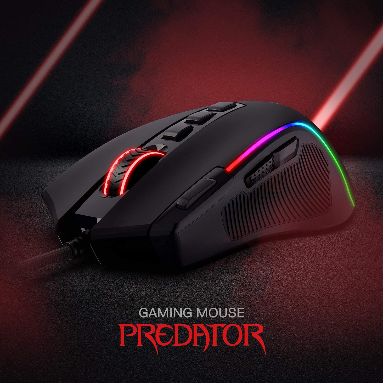 Redragon M612 Predator RGB Gaming Mouse 8000DPI Mouse ottico cablato con 11 pulsanti programmabili e 5 modalità di retroilluminazione, software supporta Keybinds Rapid DIY