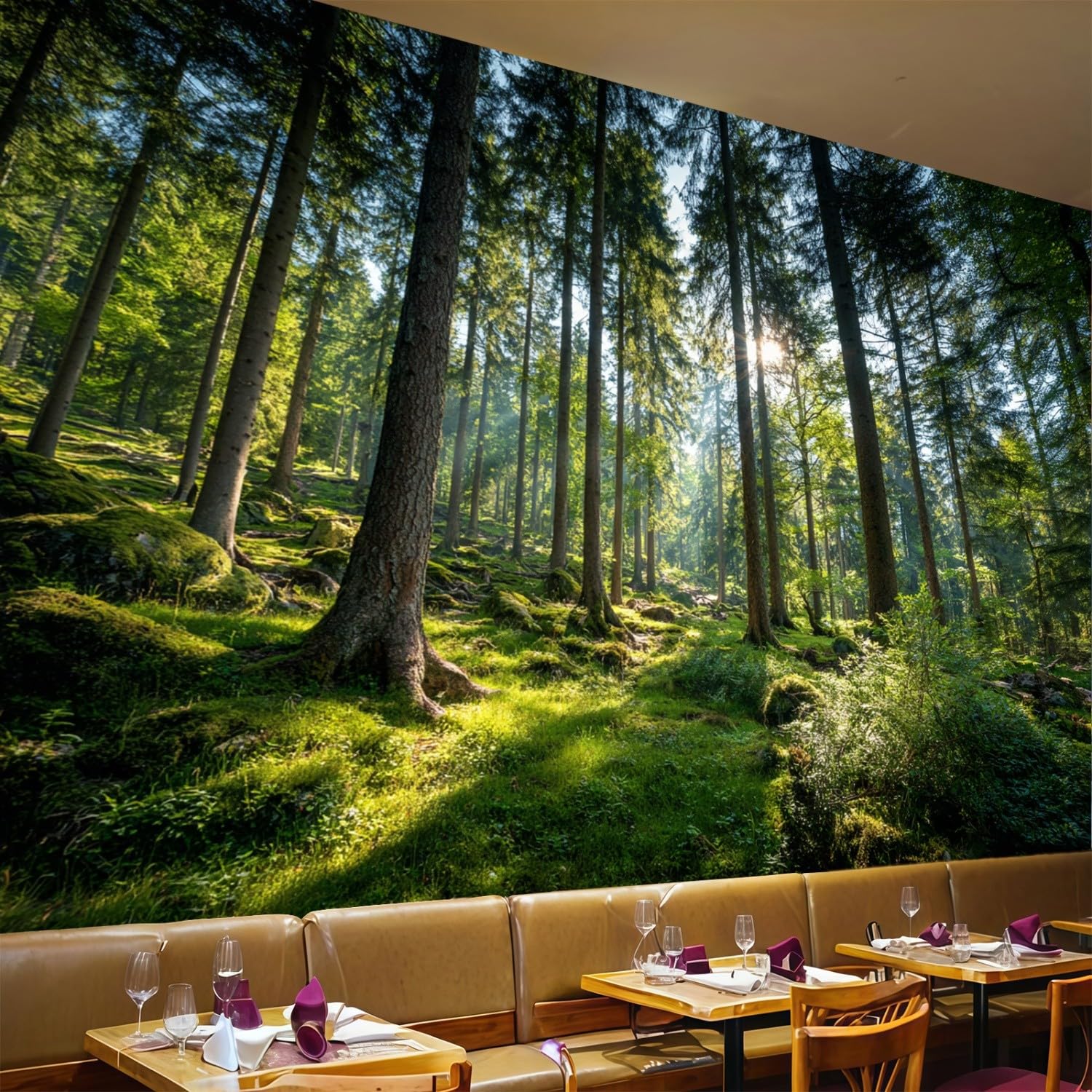 Papier peint panoramique paysage forestier pour agrandir une pièce 3D